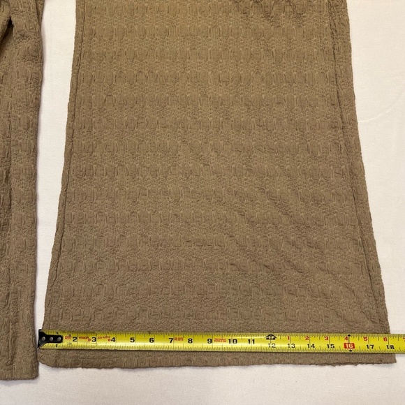 In February Beige Textured Elastic Waist Wide Leg Comfy Pants Size M - Picture 9 of 12